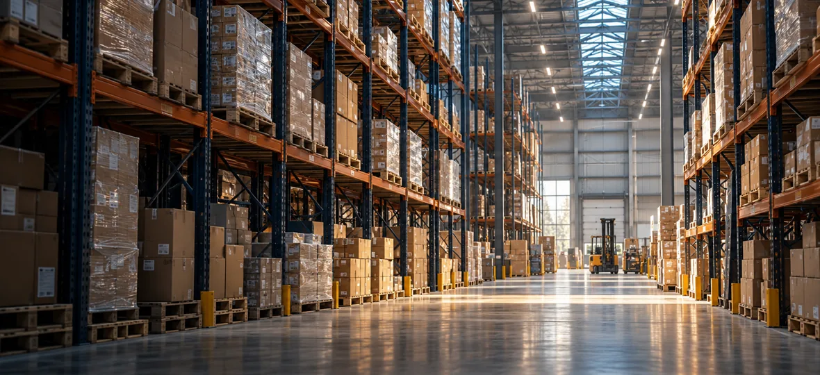 Illustrative professional warehouse storage and preparation environment